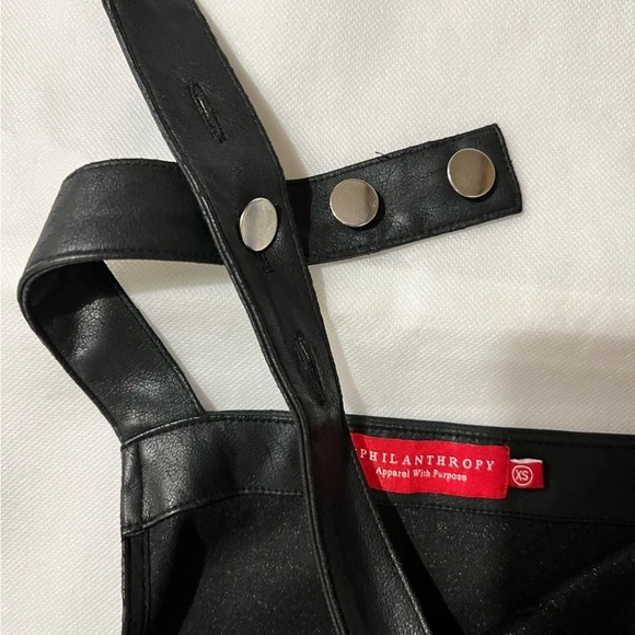 philanthropy xs Freja black faux leather overalls wide leg elastic end punk‌‌ - Picture 7 of 16